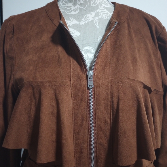 INC Brown Faux Suede Jacket - Picture 5 of 9